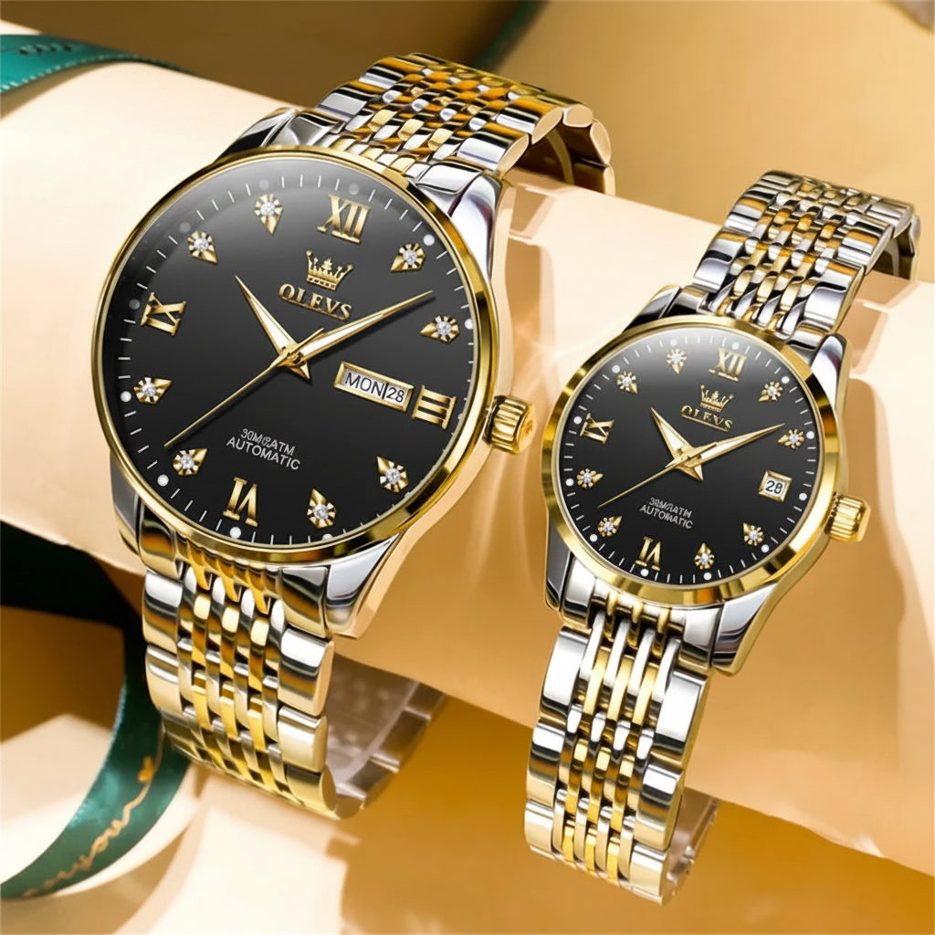 OLEVS 6673 Automatic Mechanical Couple Watch - OLEVS