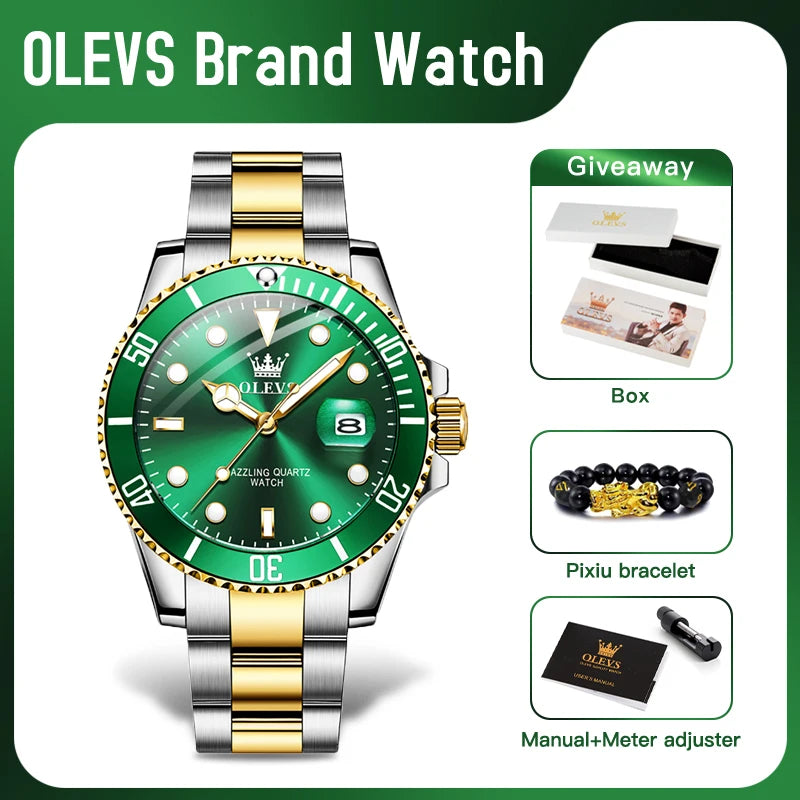 OLEVS 5885 Quartz Stainless Steel Divers Watch - OLEVS