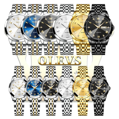 OLEVS 9931 Couple Watch Rhombus Mirror - OLEVS