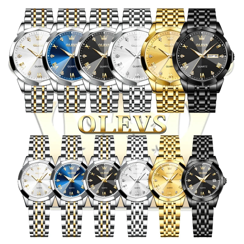 OLEVS 9931 Couple Watch Rhombus Mirror - OLEVS