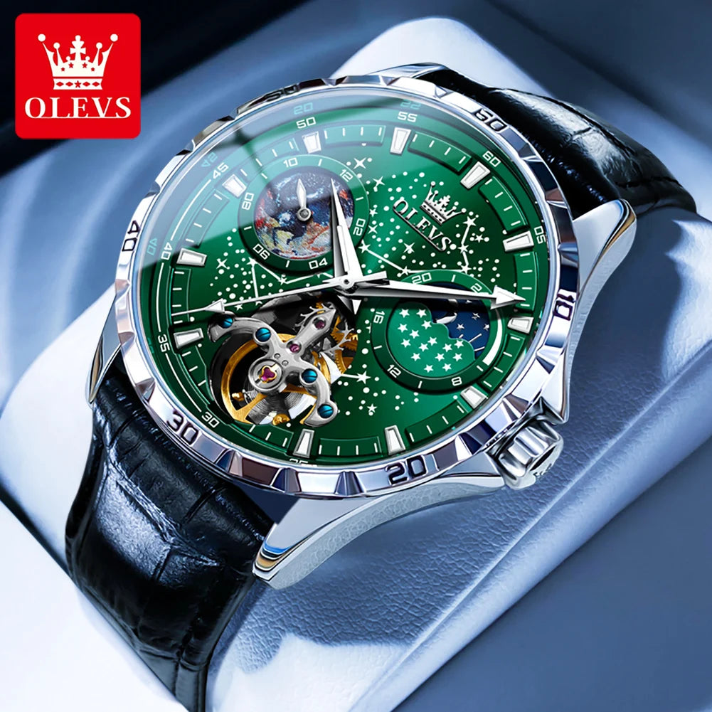 OLEVS 6689 Fully Automatic Watch Moon Phase Starry Disk - OLEVS
