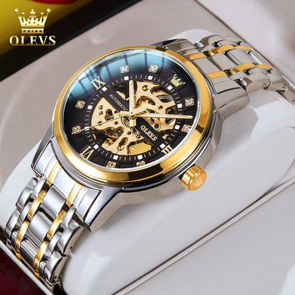 OLEVS 9901 Mens WatchLuxury Hollowing Mechanical Wristwatch Waterproof Luminous Stainless Steel Fashion Automatic Watch For Man OLEVS Official Watch Store
