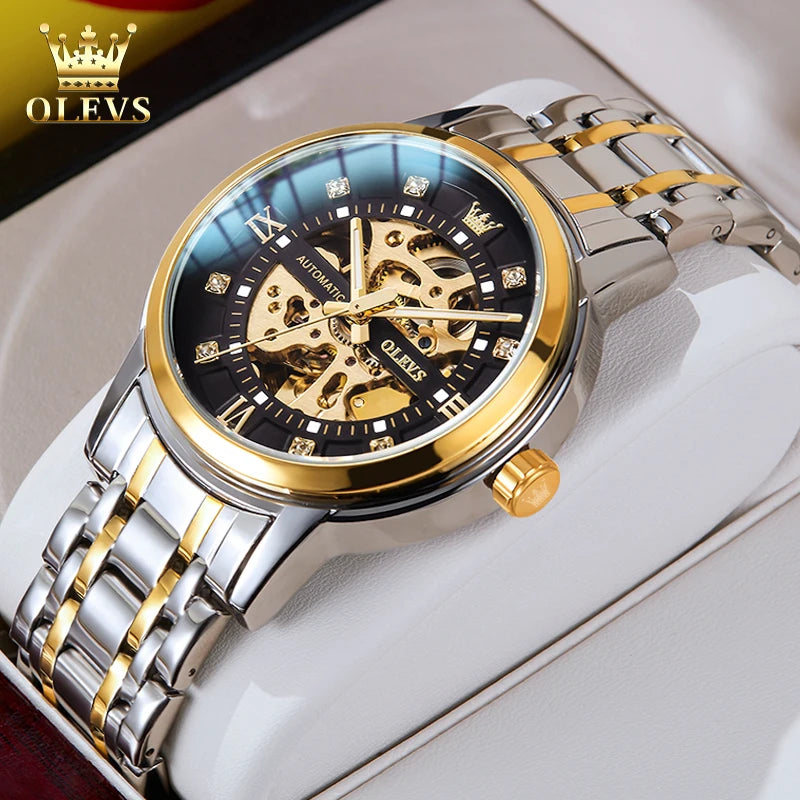 OLEVS 9901 Mens WatchLuxury Hollowing Mechanical Wristwatch Waterproof Luminous Stainless Steel Fashion Automatic Watch For Man OLEVS Official Watch Store