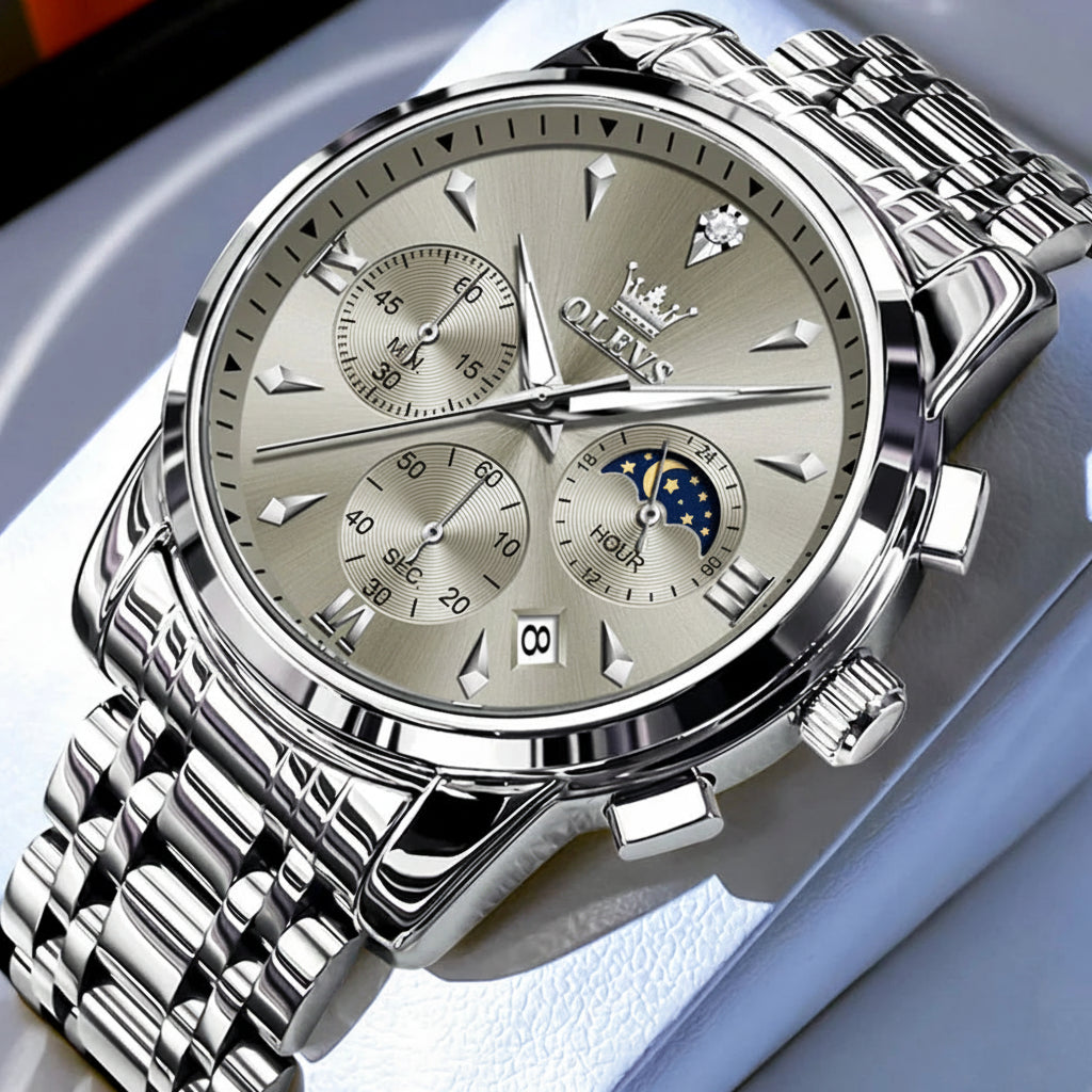 OLEVS 3639 Multifunctional Chronograph Watch, Luminous Moon Phase Watch - OLEVS