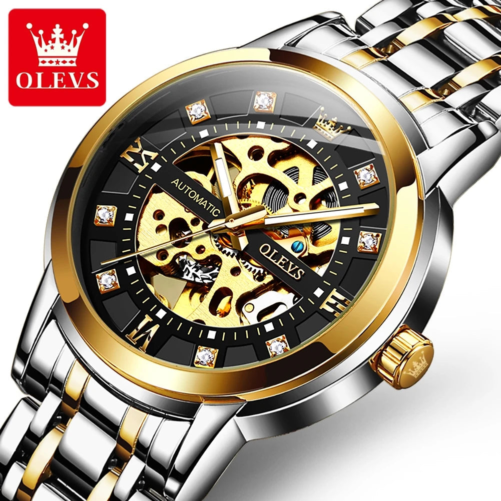 OLEVS 9901 Mens WatchLuxury Hollowing Mechanical Wristwatch Waterproof Luminous Stainless Steel Fashion Automatic Watch For Man OLEVS Official Watch Store