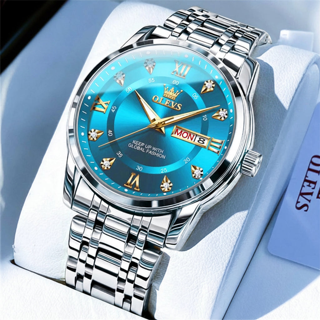 OELVS TY712 Casual Waterproof Stainless Steel Scratch-Resistant Quartz Watch - OLEVS
