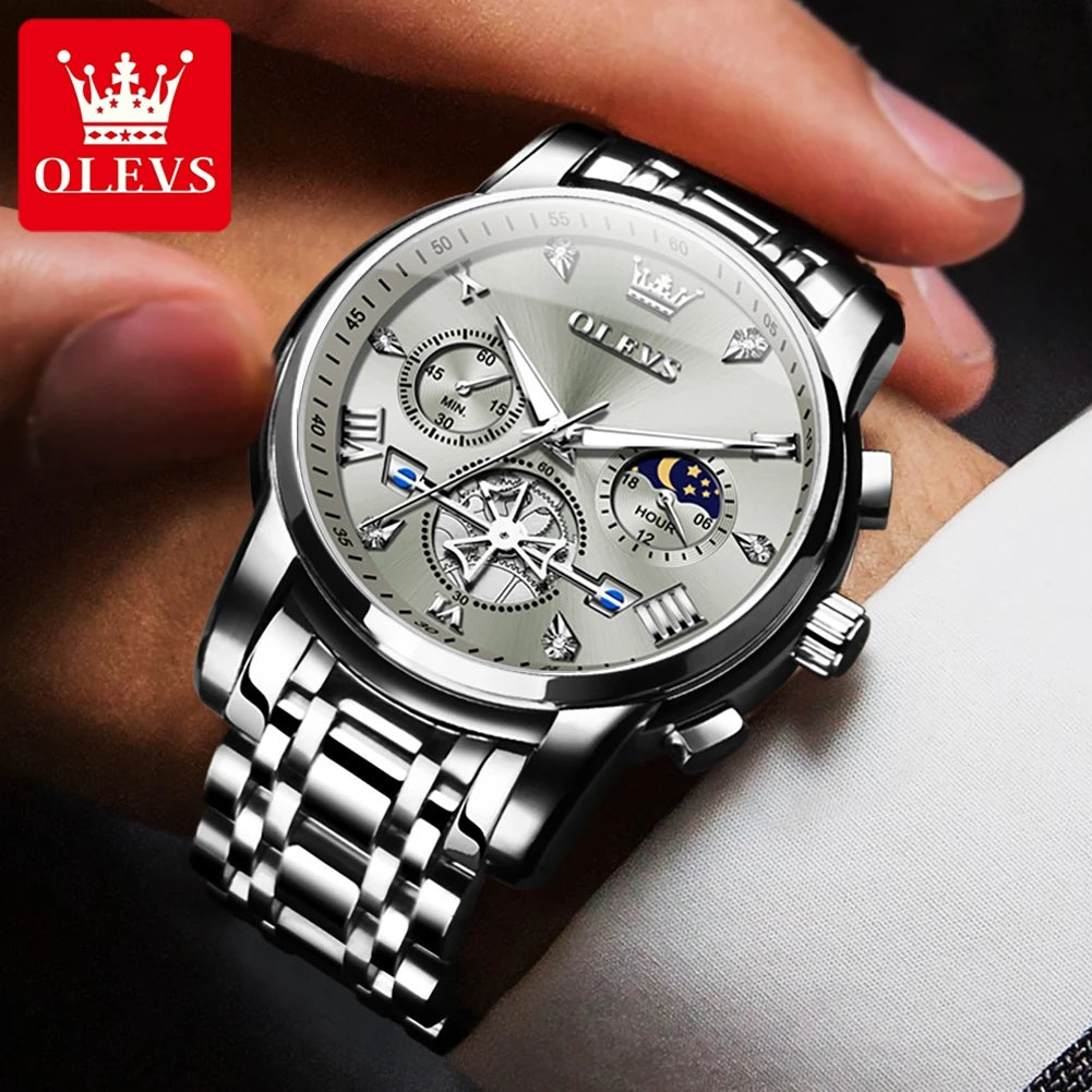 OLEVS 2856 Fitwheel, Chronograph Stainless Steel Watch - OLEVS