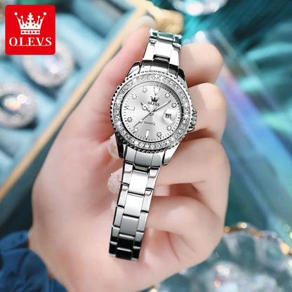 OLEVS 9945 Original Diamond Dial Quartz Watch for Women - OLEVS