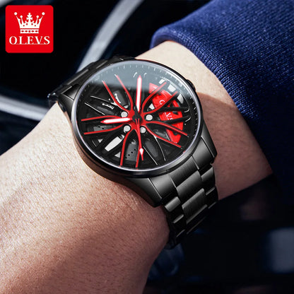 OLEVS 9937Wheel Sport Car Rim Man Watch High Quartz Watch - OLEVS