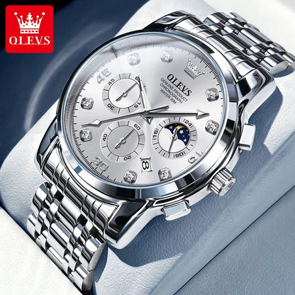 OLEVS 2889 Moon Phase Chronograph Luxury Watch - OLEVS
