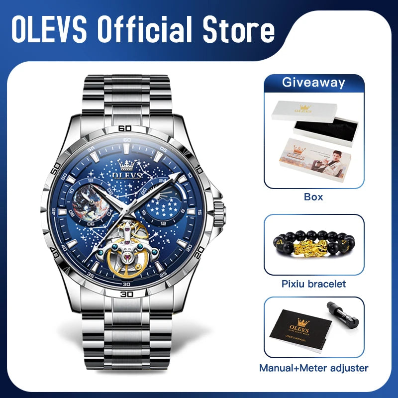 OLEVS 6689 Fully Automatic Watch Moon Phase Starry Disk - OLEVS
