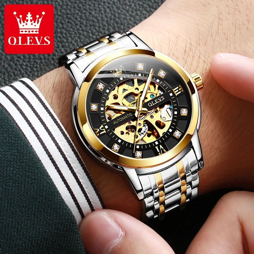 OLEVS 9901 Mens WatchLuxury Hollowing Mechanical Wristwatch Waterproof Luminous Stainless Steel Fashion Automatic Watch For Man OLEVS Official Watch Store