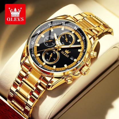 OLEVS TY713 Casual Stainless Steel, Luminous Chronograph Date Quartz Watch - OLEVS