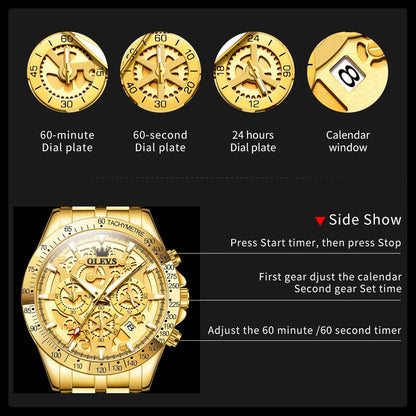 OLEVS Business Gold Skeleton Watch