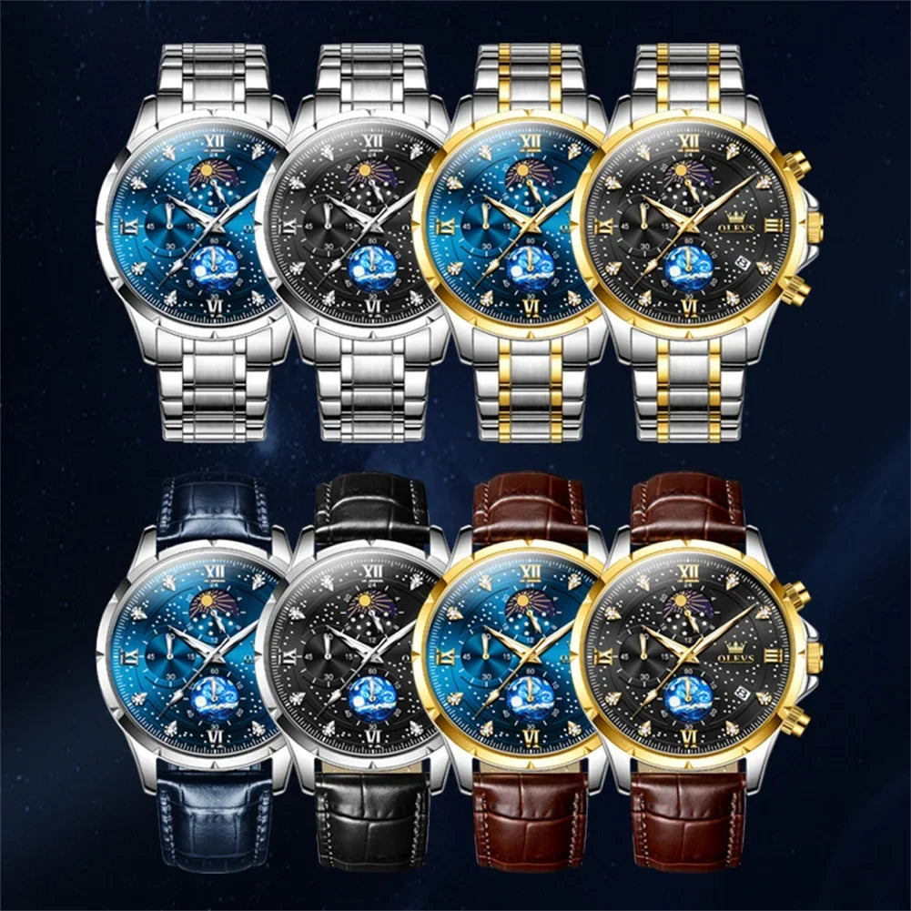 OLEVS 9807 Luminous Starry Sky Dial, Chronograph - OLEVS