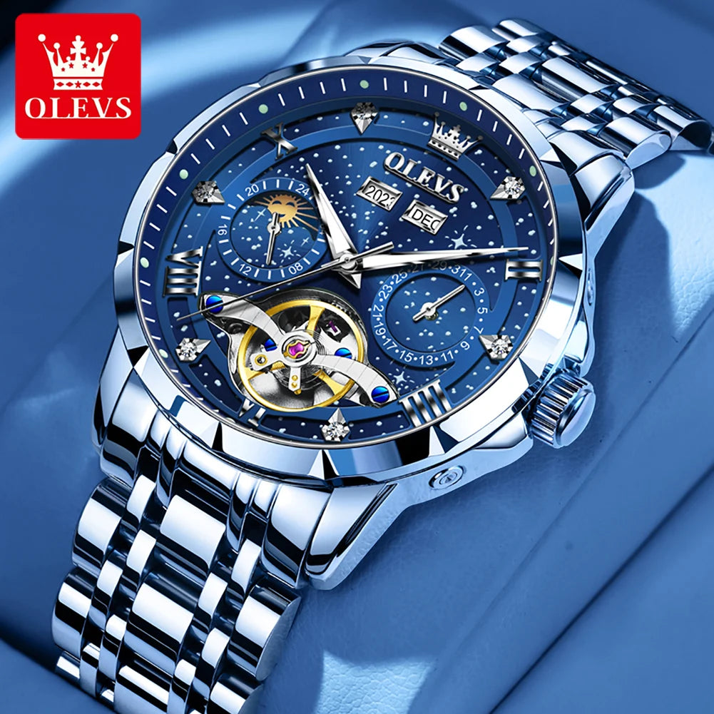 OLEVS 6690 Automatic Starry Sky Tourbillon Design Moon - OLEVS