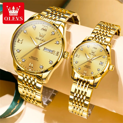 OLEVS 6673 Automatic Mechanical Couple Watch - OLEVS