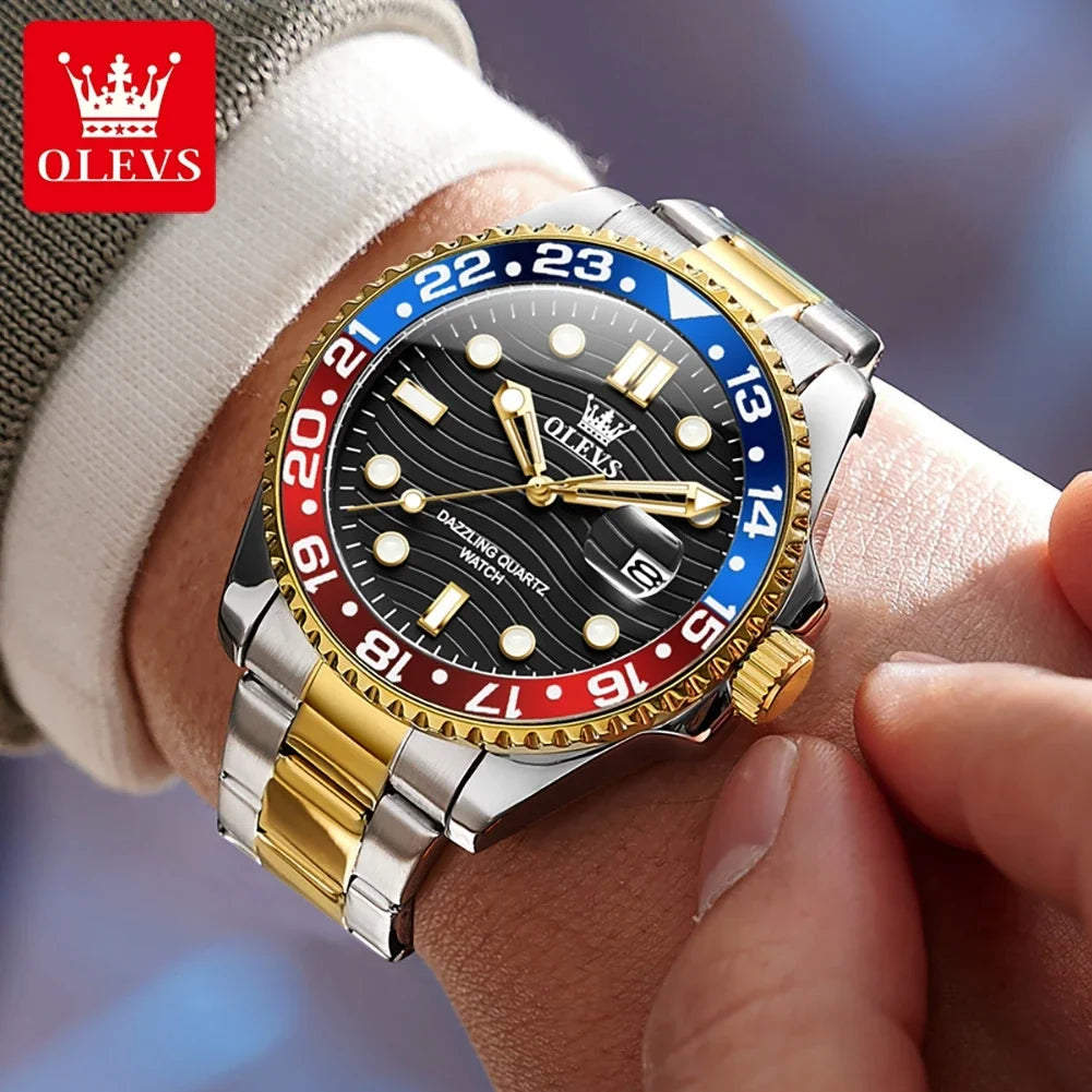 OLEVS 3610 Luxury Diving Series Colorful Bezel Fashion Original Quartz Watch - OLEVS