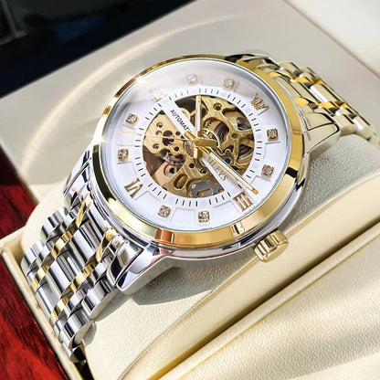 OLEVS 9901 Mens WatchLuxury Hollowing Mechanical Wristwatch Waterproof Luminous Stainless Steel Fashion Automatic Watch For Man OLEVS Official Watch Store