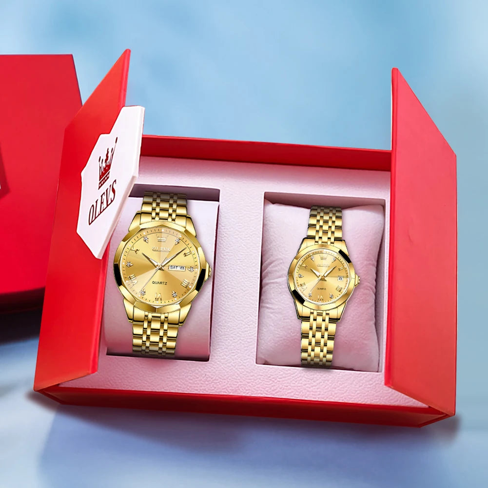 OLEVS 9931 Couple Watch Rhombus Mirror - OLEVS